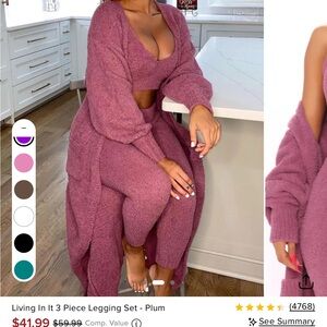 Fashion Nova Plum 3 Piece Legging Set